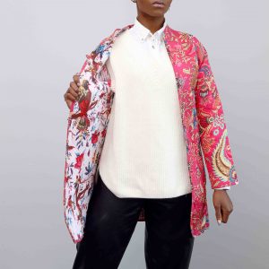 Pink Flowers Long Jacket