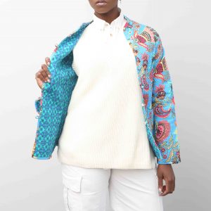 Powder Blue Quilted Jacket Short